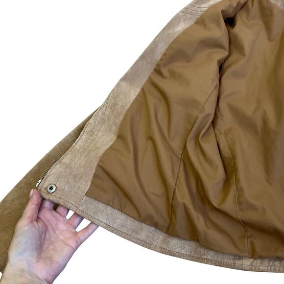 Blank NYC SL8 Genuine Suede Moto Jacket in Tan Sz S Cropped Lined Zip Closure - Picture 10 of 16